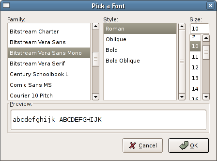 FontSelectionDialog